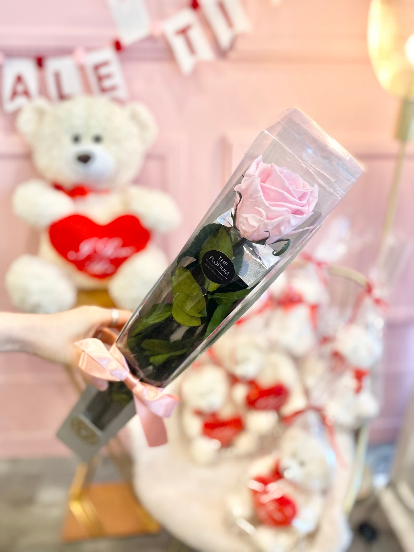 Preserved Rose on Stem_Baby Pink π