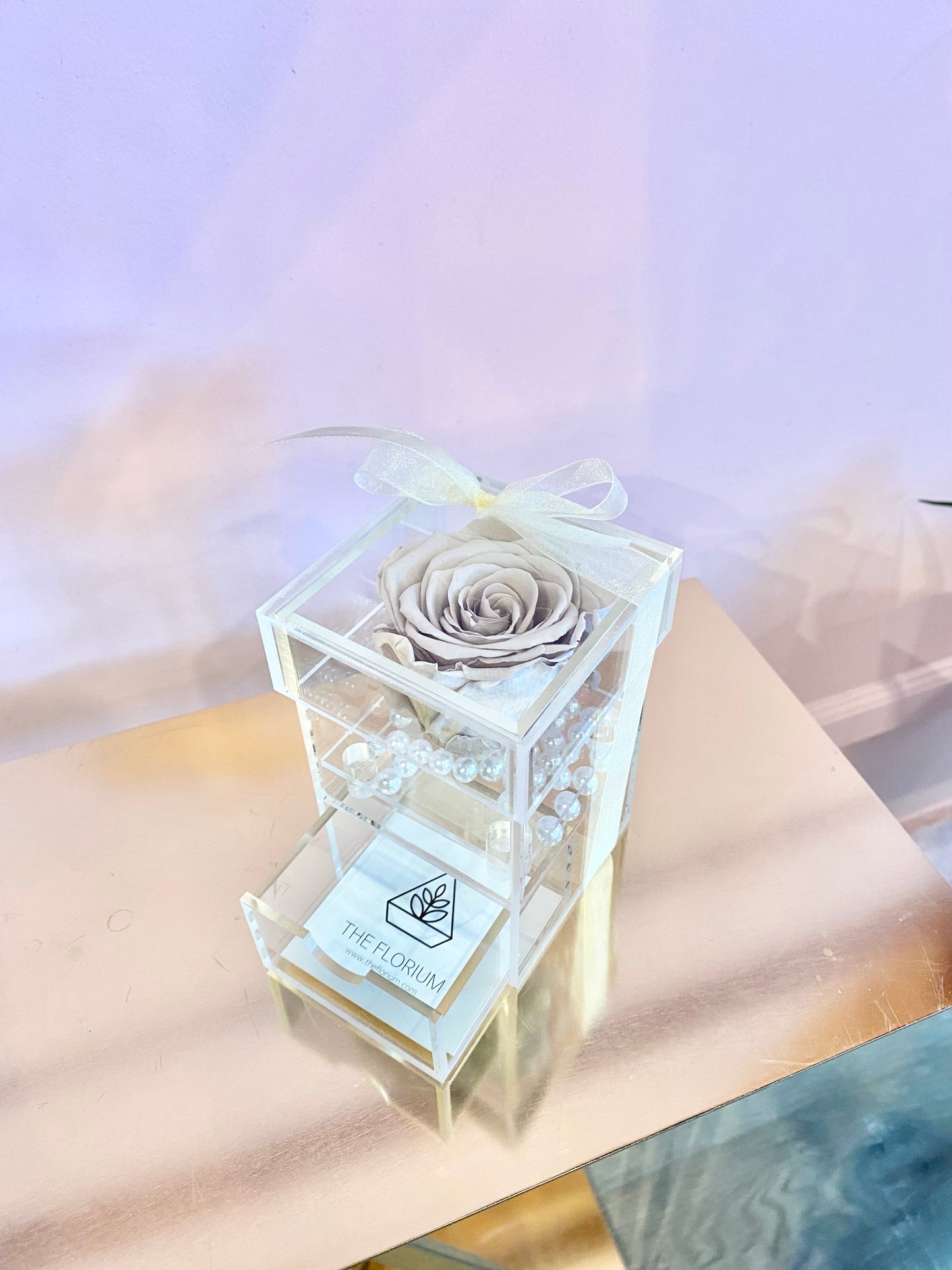 Preserved Rose Jewelry Box - Sand Beige