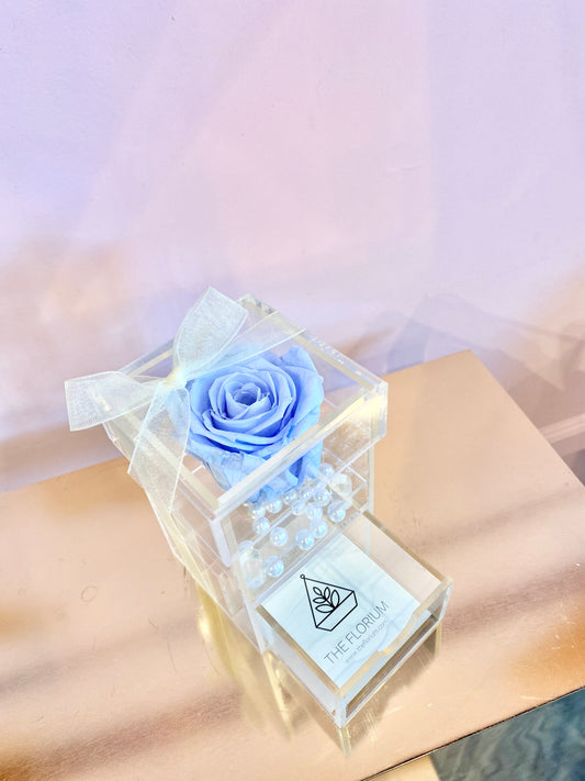 Preserved Rose Jewelry Box - Baby Blue