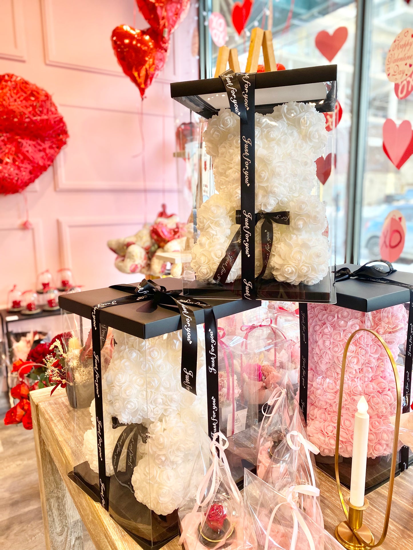 Rose Teddy Bear - White