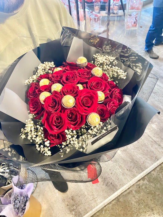 Vday - Fresh Red Roses with Chocolates 🌹