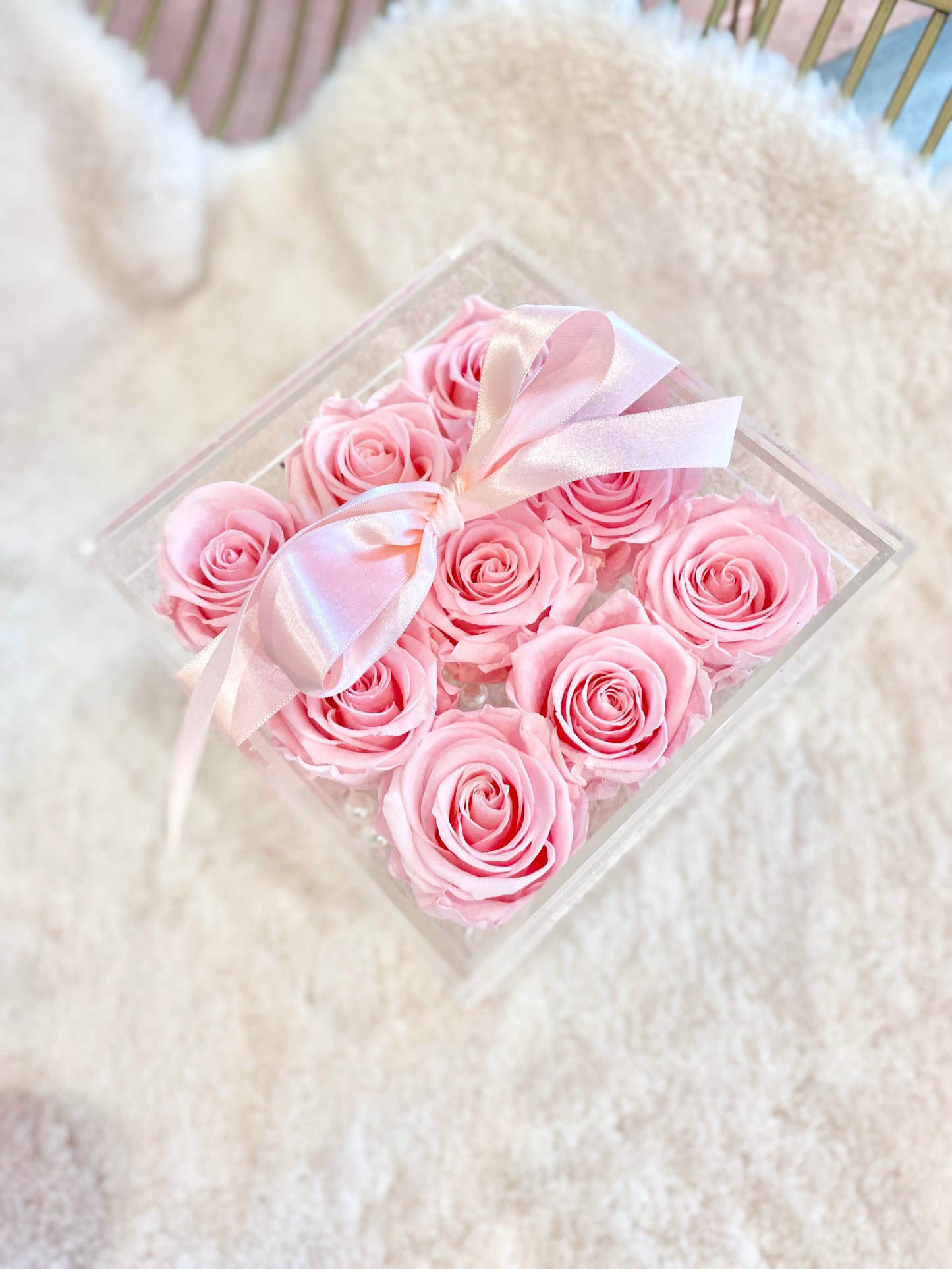 Preserved Rose Jewelry Box - Nine Pink Roses