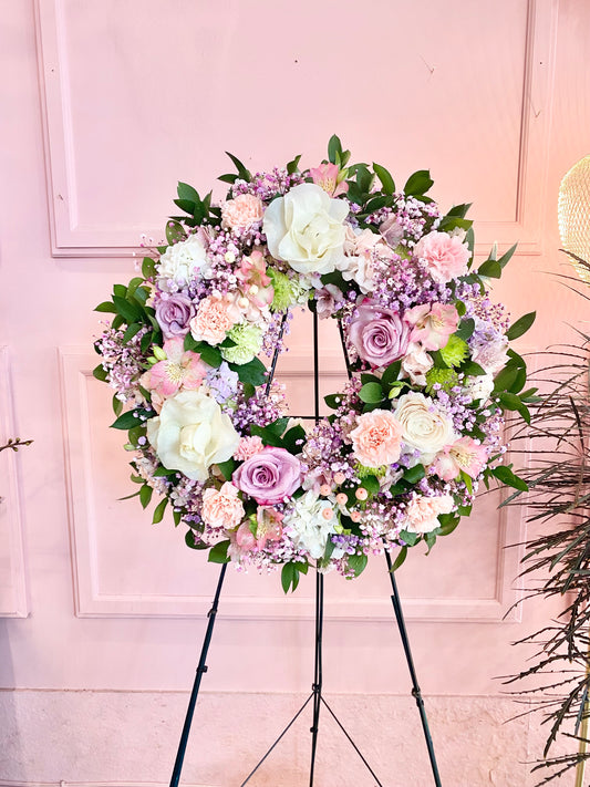 Eternal Grace Pastel Funeral Wreath - Lavender & Blush Sympathy Flowers | Funeral Flower Delivery North York Toronto