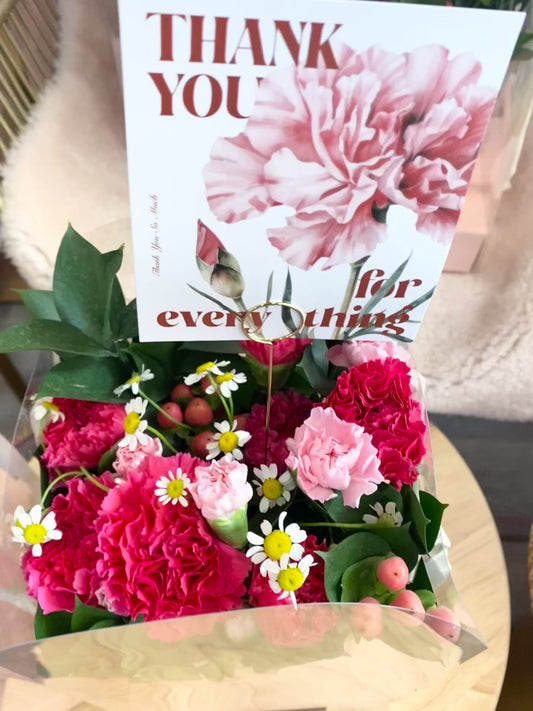 Mday Fresh Flower Arrangement in Clear Box with handle